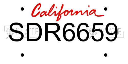 SDR6659 California License Plate
