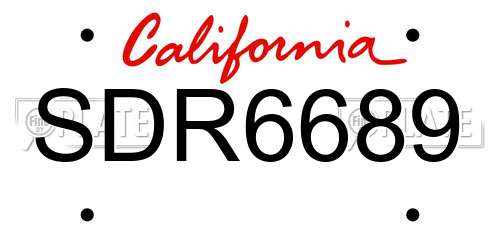 SDR6689 California License Plate