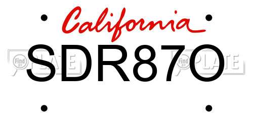 SDR87O California License Plate