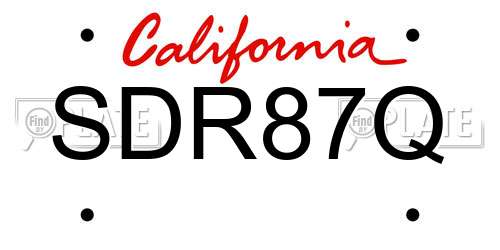 SDR87Q California License Plate