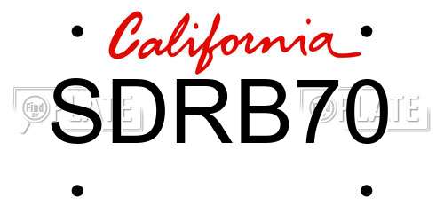 SDRB70 California License Plate