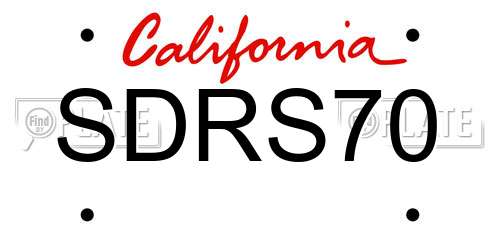 SDRS70 California License Plate