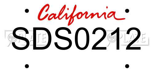 SDS0212 California License Plate
