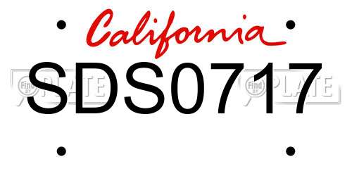 SDS0717 California License Plate