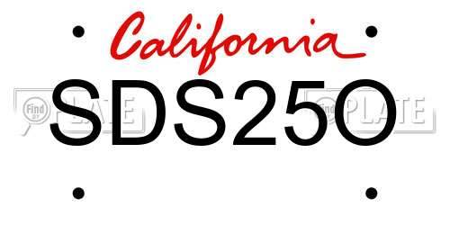 SDS25O California License Plate
