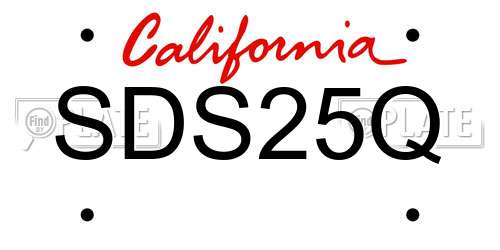 SDS25Q California License Plate