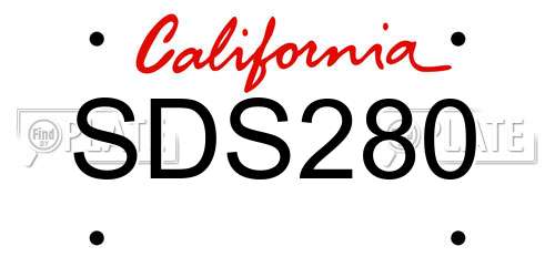 SDS280 California License Plate