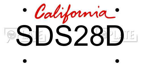 SDS28D California License Plate