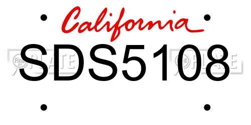 SDS5108 California License Plate