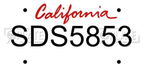 SDS5853 California License Plate
