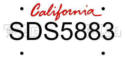SDS5883 California License Plate