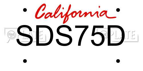 SDS75D California License Plate