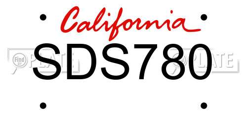 SDS780 California License Plate