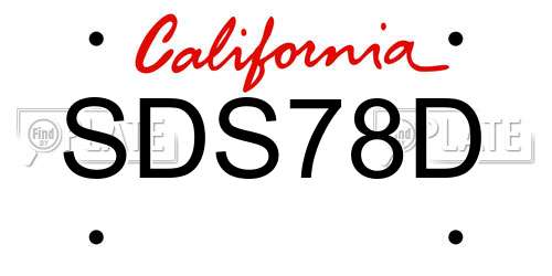 SDS78D California License Plate