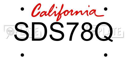 SDS78Q California License Plate