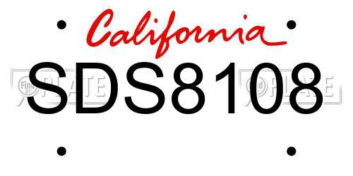 SDS8108 California License Plate
