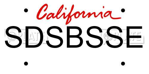 SDSBSSE California License Plate