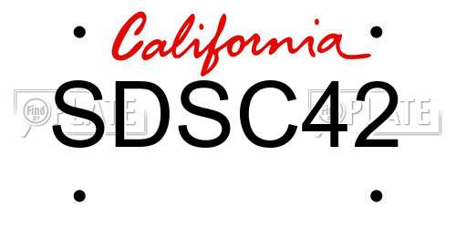 SDSC42 California License Plate