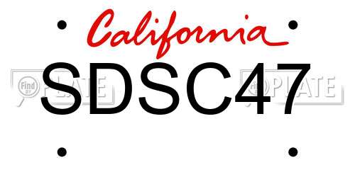 SDSC47 California License Plate