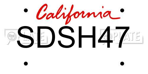 SDSH47 California License Plate