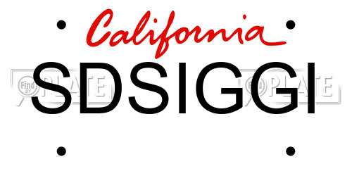 SDSIGGI California License Plate