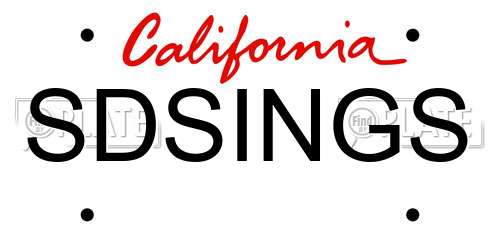 SDSINGS California License Plate