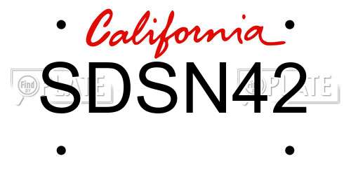 SDSN42 California License Plate