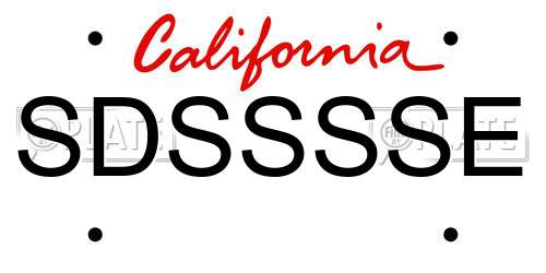 SDSSSSE California License Plate