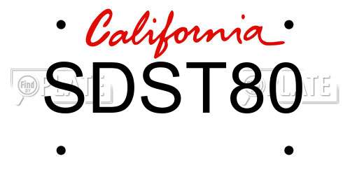 SDST80 California License Plate