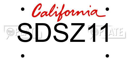 SDSZ11 California License Plate
