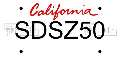 SDSZ50 California License Plate