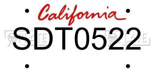 SDT0522 California License Plate