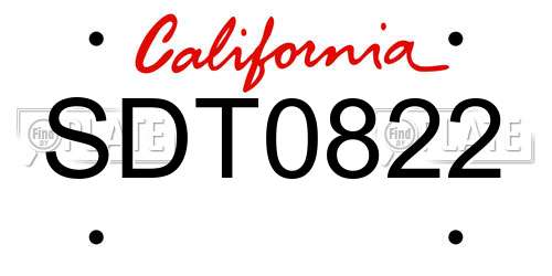 SDT0822 California License Plate