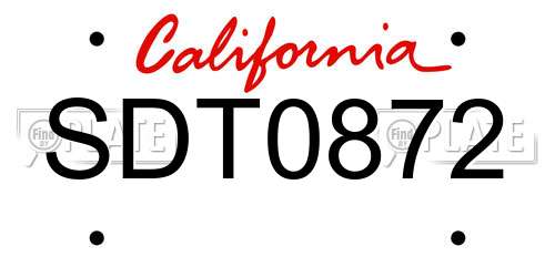 SDT0872 California License Plate