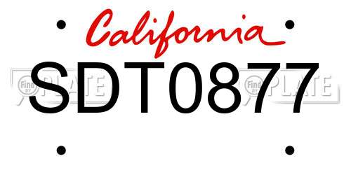 SDT0877 California License Plate