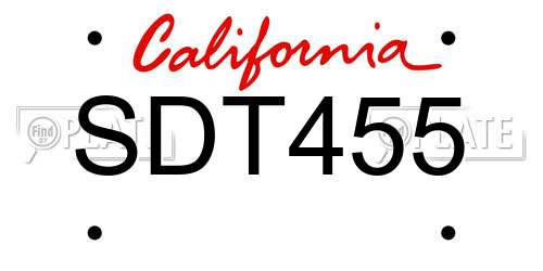 SDT455 California License Plate
