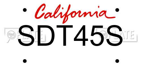SDT45S California License Plate