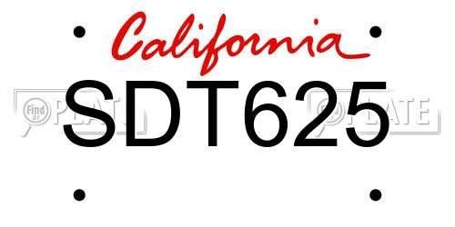 SDT625 California License Plate