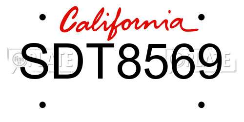 SDT8569 California License Plate