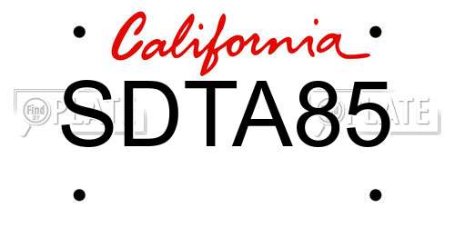 SDTA85 California License Plate