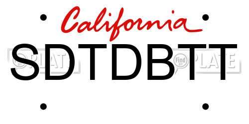 SDTDBTT California License Plate
