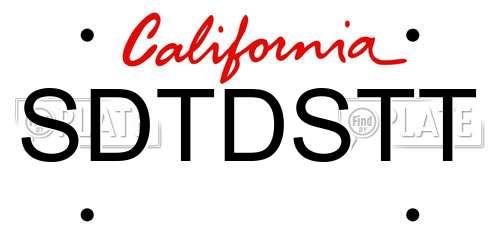 SDTDSTT California License Plate