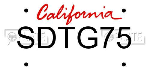 SDTG75 California License Plate