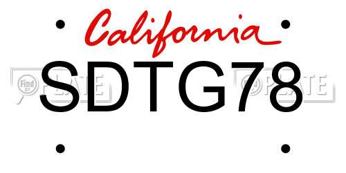 SDTG78 California License Plate