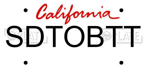 SDTOBTT California License Plate