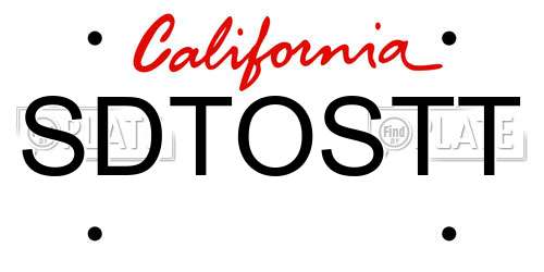 SDTOSTT California License Plate