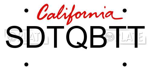 SDTQBTT California License Plate