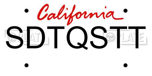 SDTQSTT California License Plate