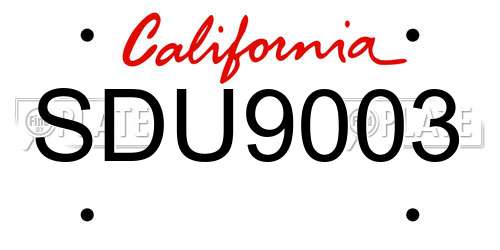 SDU9003 California License Plate
