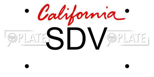SDV California License Plate